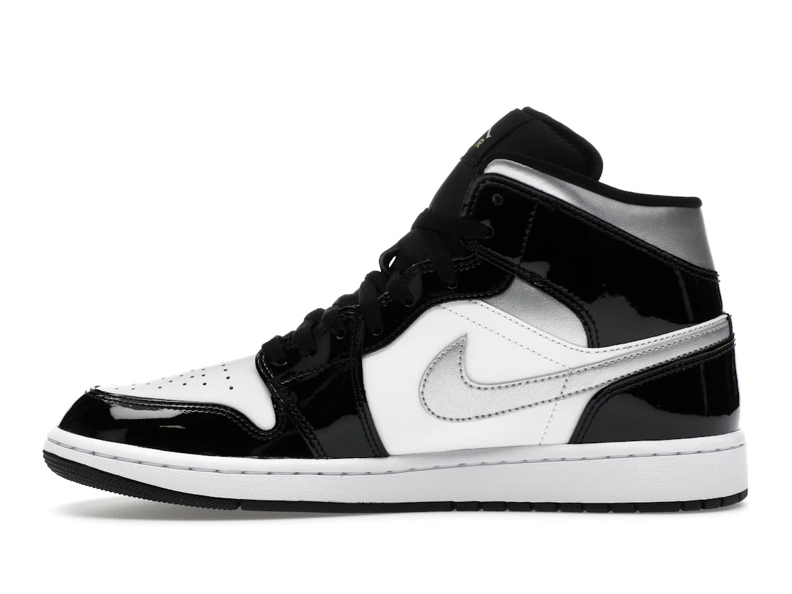 Air Jordan 1 Mid SE Patent Black White Metallic Silver Metallic Gold - HV0789-010