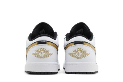 Air Jordan 1 Low White Black Metallic Gold Swoosh - 553558-172