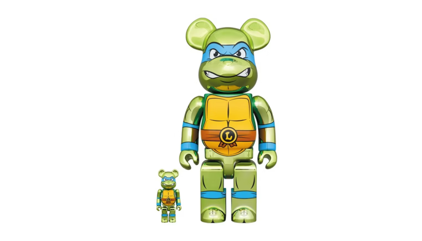 Bearbrick x Teenage Mutant Ninja Turtles Leonardo  Chrome Ver. 100% & 400% Set - BTMNTLCVS