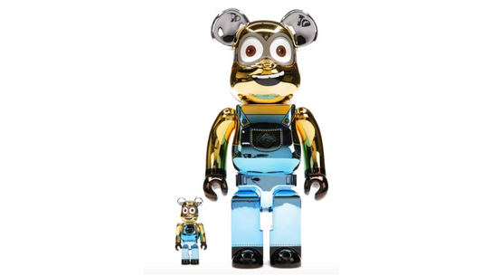 Bearbrick Minions Dave 100% & 400% Set Chrome - BMD14S