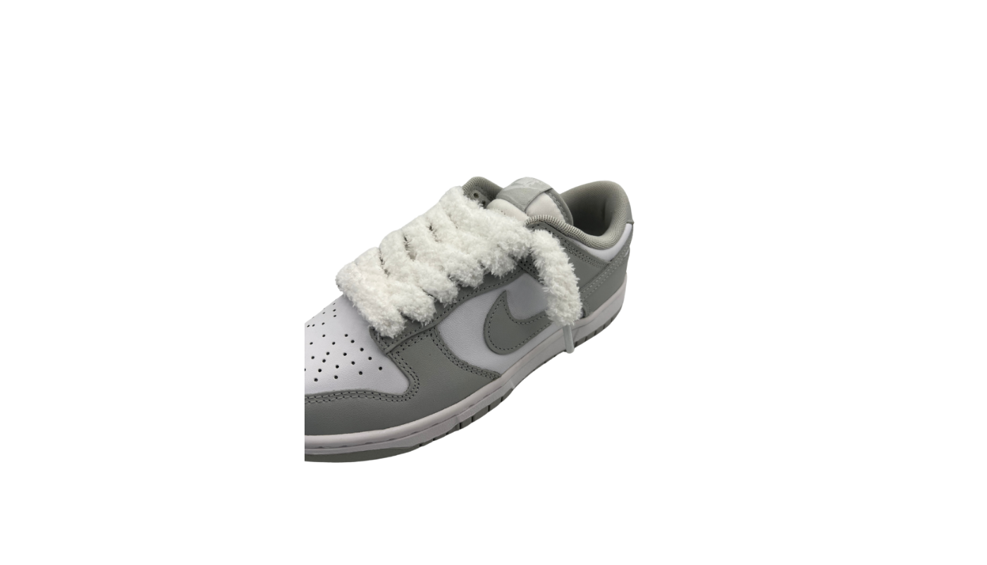 Paire de lacets fluffy large blanc - LFLB