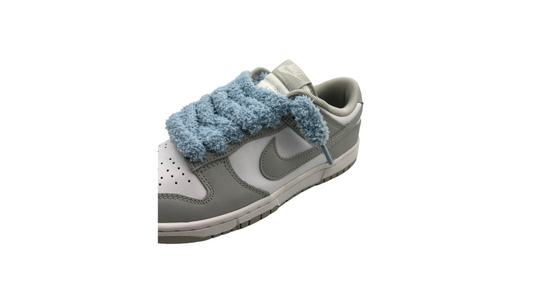 Paire de lacets fluffy large bleu clair - PLFLBC