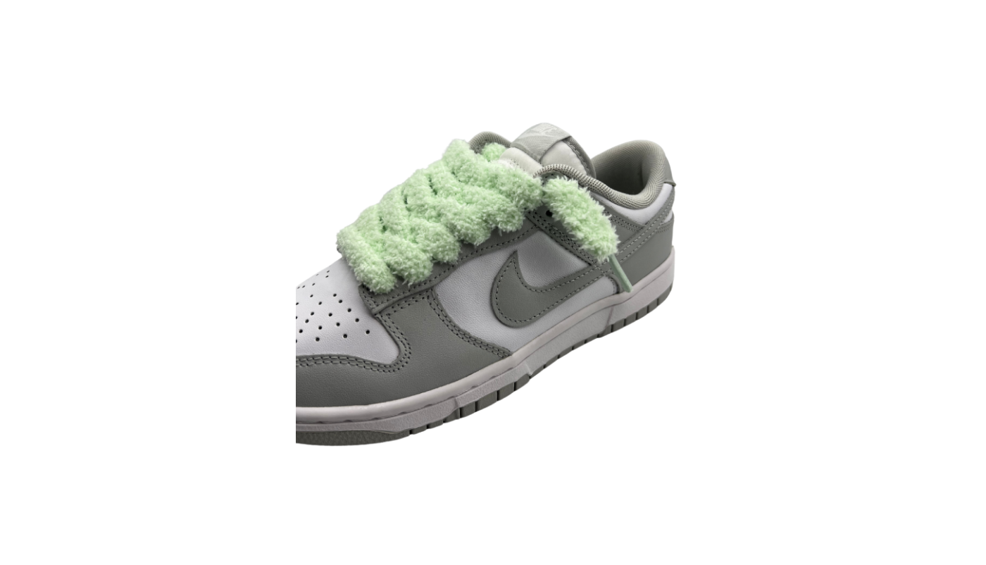 Paire de lacets fluffy large vert d'eau - PLFLVE