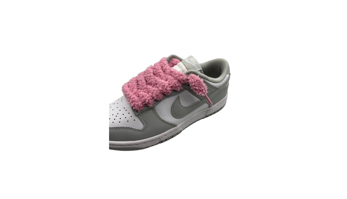 Paire de lacets fluffy large rose foncé - PLFLRF