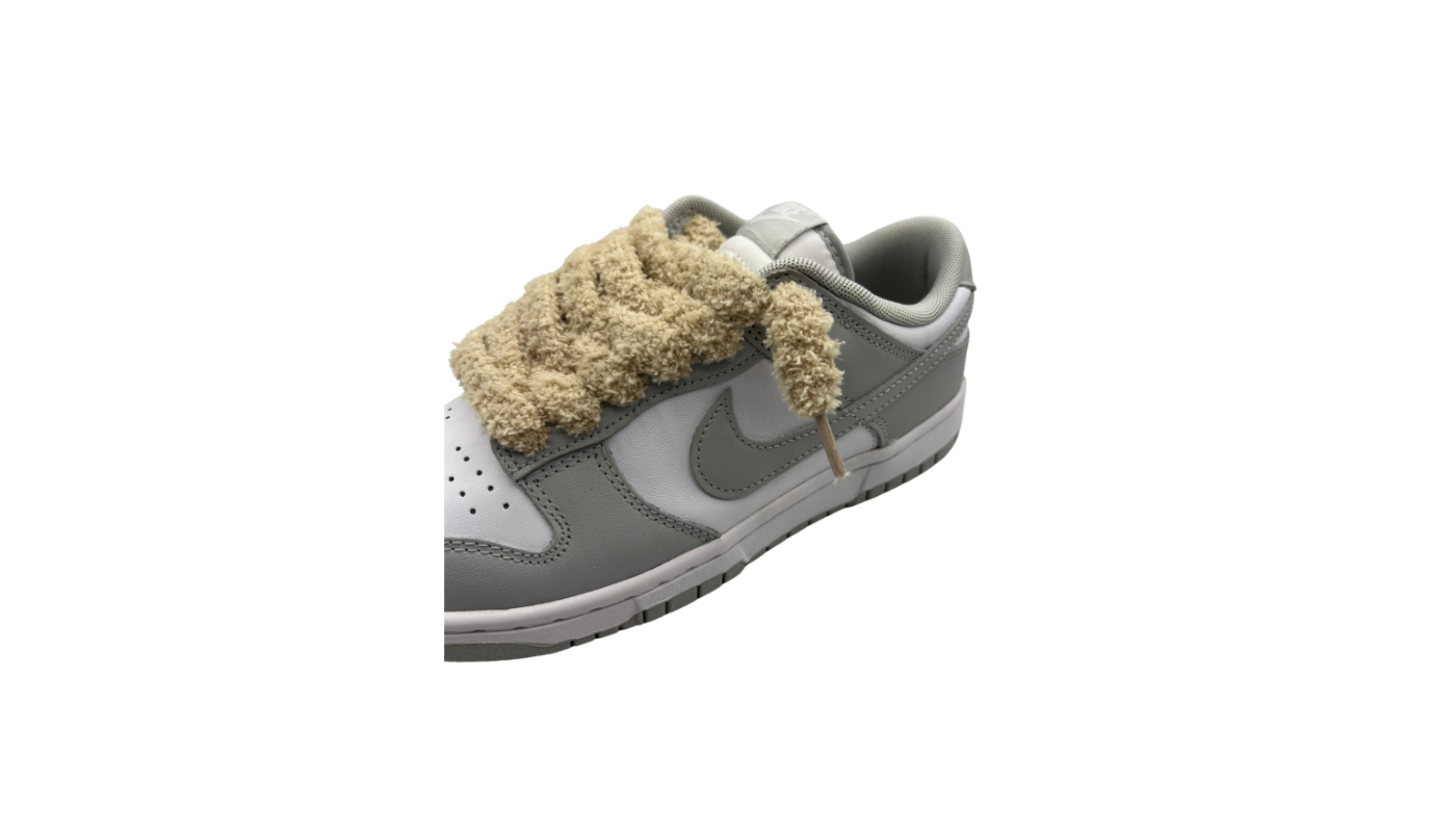 Paire de lacets fluffy large marron clair - PLFLMC