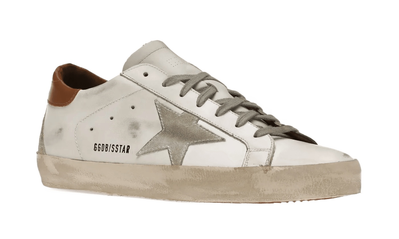 Super-Star White Vacchetta Tan Grey Suede Patch - GMF00102F00218210803