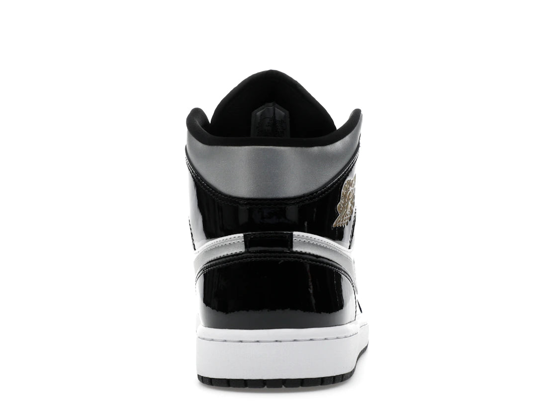 Air Jordan 1 Mid SE Patent Black White Metallic Silver Metallic Gold - HV0789-010