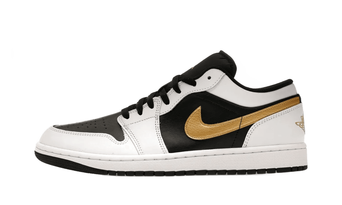 Air Jordan 1 Low White Black Metallic Gold Swoosh - 553558-172