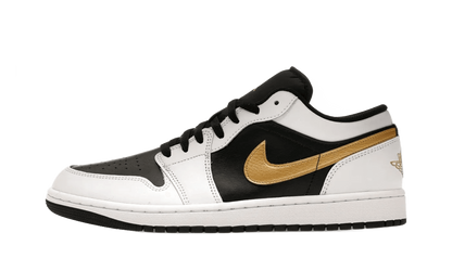 Air Jordan 1 Low White Black Metallic Gold Swoosh - 553558-172