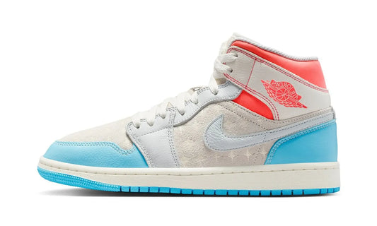Air Jordan 1 Mid Sail Hot Lava Blue Chill - IM7420-133